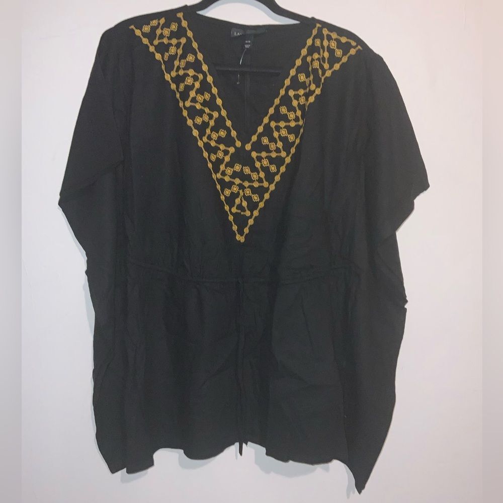 Lane Bryant Black Tunic with Gold Detailing